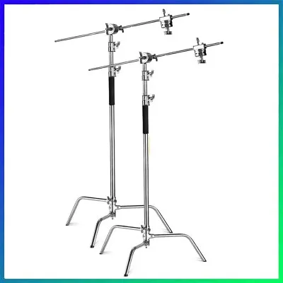 2Pack 3.3m Heavy Duty C Stand Light Stand Boom Arm Grip Heads Stainless Steel • $288