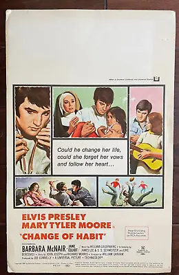 Original 1969 ELVIS PRESLEY In CHANGE Of HABIT - 14x22 WINDOW CARD MOVIE POSTER • $50