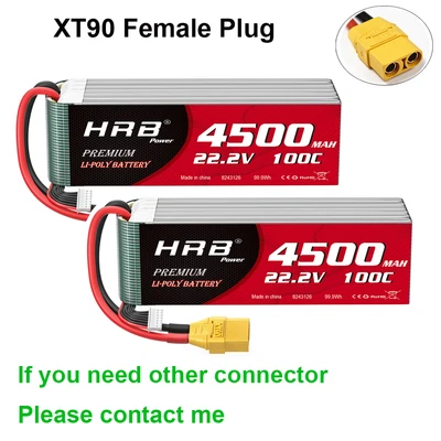 £135.99 • Buy 2pcs HRB 6S 22.2V 4500mAh 100C XT90 LiPo Battery For RC Drone Helicopter Truck