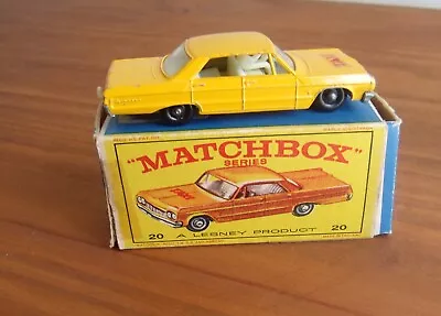 Matchbox Lesney 20C-3 Chevrolet Impala Taxi Issued 1965 With Box VG BPW • $20