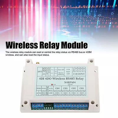 4 Channel Wireless Relay Module 4DI 4DO 433M RS485 Transmitter Receiver Relay • $29.79