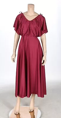 Unbranded Vintage 80s Burgundy Tea Length Bridesmaid Party Prom Dress Sz 7/8 • $199.95