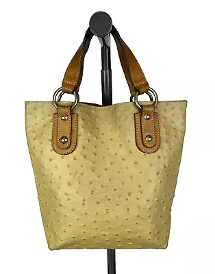 Maurizio Taiuti Satchel Handbag Purse  Tan Leather Ostrich Pattern Made In Italy • $19.44