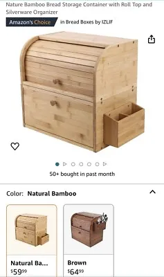 2-Layer Bread Box Bread Keeper Bamboo Wood With Lid Kitchen Storage Containers • $45