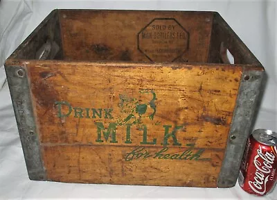 Freeman 1969 Usa Drink Milk Cow Dairy Wood Box Crate Health Advertising Art Sign • $396