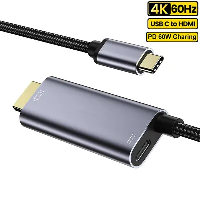 USB Type C To HDMI Cable 4K 60Hz With PD 60W Power Port For Nintendo TV Macbook • $27.99