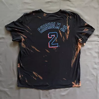 Nike Jazz Chisholm Jr T Shirt Mens 2XL XXL Black Acid Wash Miami Marlins #2 MLB • $8.37