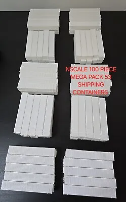 1/160 N Scale  MEGA 100 Pack 53ft Shipping Containers White FREE SHIPPING  • $85