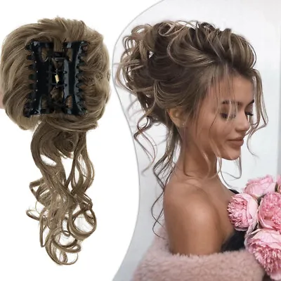 Natural Curly Messy Bun Hair Piece Scrunchie Updo Claw Clip In Hair Extensions U • $11.99