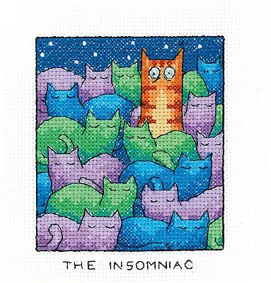 £10 • Buy Heritage Crafts Cross Stitch Kit - The Insomniac, Cat