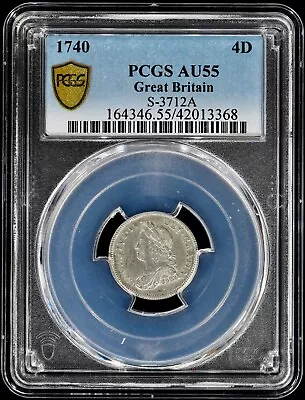 1740 George II Great Britain Silver Maundy 4 Pence 4D PCGS AU 55 S-3712 A • $199.95