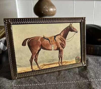 Vintage Antique Mid Century Gold-tone Decorative Picture Frame Horse Print Decor • $13