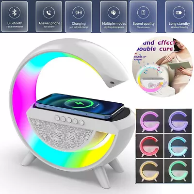 LED Atmosphere Lamp Wireless Charger Bluetooth Speaker RGB Bedside Night Lights • $26.99