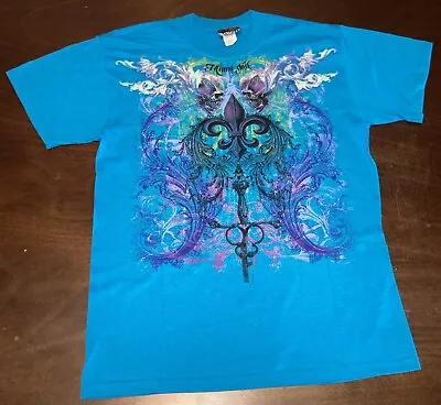 Y2K MIAMI INK Vintage Medium Blue T Shirt Tattoo • $22