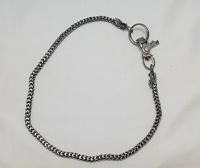 Vintage 925 Silver Dragon Scale Wallet Chain Key Ring 140 Grams 24  • $360