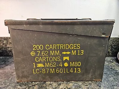 Vintage S.C.F.  Military Ammo Box Metal 200 Cartridges 7.62mm *EMPTY* (Lot 101) • $20