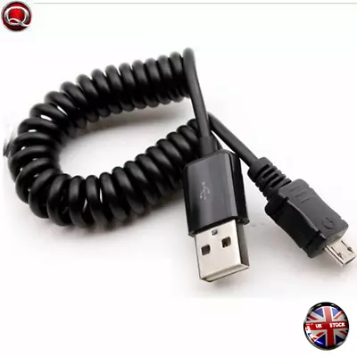 0.75m USB 2.0 A Male To Micro USB 5 Pin Data Sync Charging Coiled Short Cable • £3.58