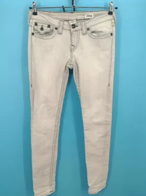 True Religion Jeans 29x34 Light Slim USA Made Flap Pockets Thick Stitch Contrast • $19.99