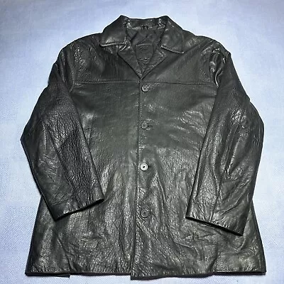 Vintage Y2K Ecko Unltd Black Leather Jacket Rhino Skin Textured Men’s Size Large • $194.05