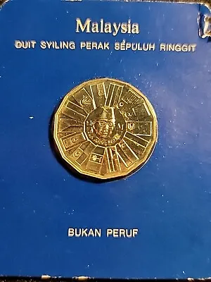 Malaysia  1973-1980 10 Ringgit Proof / Bukan Peruf / On  Card / 7000 Minted • $27