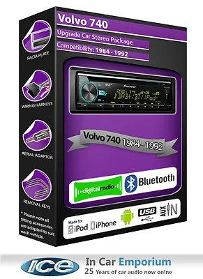 Volvo 740 DAB Radio Pioneer Car Stereo CD USB AUX Player Bluetooth Kit • $248.66