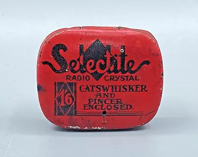 Nice SELECTITE Radio Crystal Art Deco Gramophone Needle Tin - Nadeldose • $39