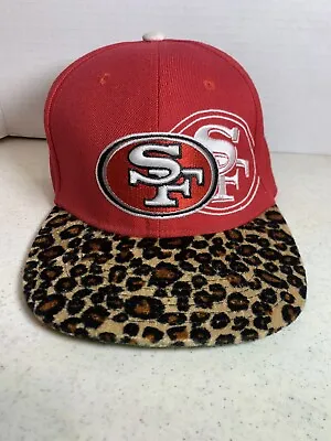 Mitchell Ness Red & Cheetah Leopard Print San Francisco 49ers Hat Adjustable • $14.99