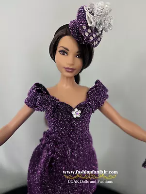 Couture Shimmery Purple Gown Fascinator Hat Handmade 4 Vintage Barbie Dress • $51.99