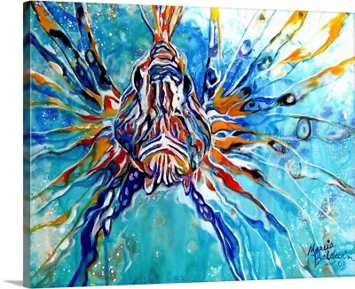 Lion Fish Blue Canvas Wall Art Print Wildlife Home Decor • $309.99