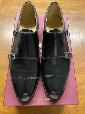 Vass Budapest Black Calf Skin Double Monk Strap 40 EU F Last • $199.99