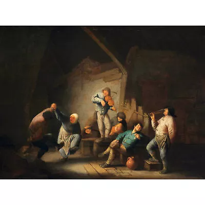 Adriaen Van Ostade Dancing Couple Painting XL Wall Art Canvas Print • £19.99