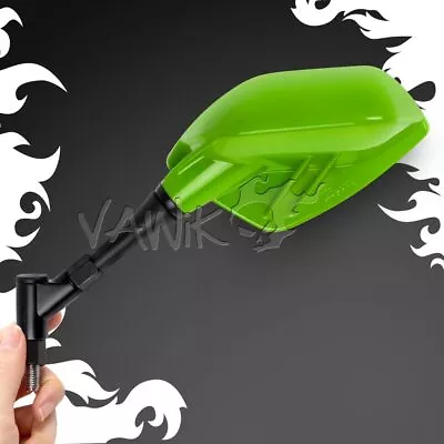 Magazi Fin Style Green Motorcycle Mirrors 10mm 1.25 Pitch & 5/16  Universal ε • $68.39