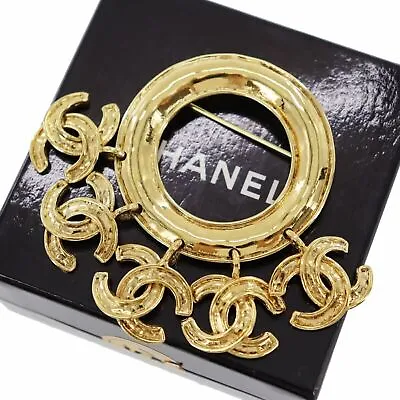CHANEL Triple CC Logos Used Pin Brooch Gold Plated 94P France Vintage #AH584 Y • $1703.52