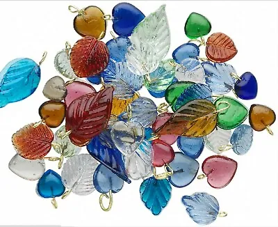 Heart Leaf Glass Charms Pendants Drops Spring Mix Jewelry Lot Of 100 • $19.90