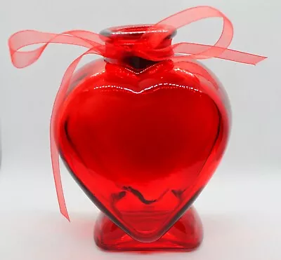 Valentines Day Red Heart Shaped Glass Bottle  Vase 5  Valentine Gift Corazon • $15.50