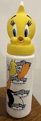 Warner Bros Movie World Tweety Head Drink Bottle 1990 Looney Tunes Vintage Rare • $24