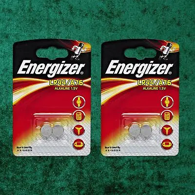 4 X Energizer LR44 1.5V Alkaline Button Cell Batteries LR 44 A76 AG13 357 PX76A • £3.49