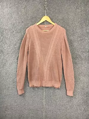 Ripcurl Womens Jumper 12 Pink Blush Long Sleeve Chunky Knit Cotton Round Neck M • $26.95