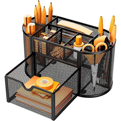 Office Mesh Desk Tidy Versatile Stationery Storage Desktop Organiser Pen Holder • £10.89