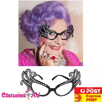 Dame Edna Everage Aussie Fancy Costume Party Black Diamontes Glasses Drag Queen  • £5.88