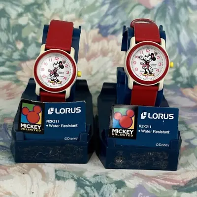 VTG Disney Minnie Mouse Girl's Watch Classic Red Band By Lorus BACKWARDS HANDS • $24.99