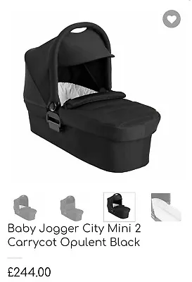 Baby Jogger Foldable City Mini 2 Carrycot Opulent Black RRP £244 • £100