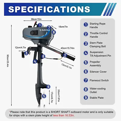 2Stroke 3.5HP Outboard Motor Engine Boat Engine Manual Start Water Cooling CDI • $220