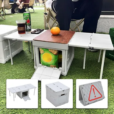 3 In1 Camping Storage Box Foldable Outdoor Table With Lid Van Car Boot Organiser • £22.95