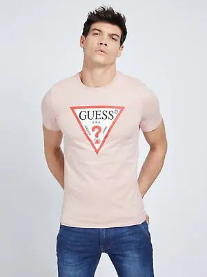 Guess Jeans Mens Originals Triangle Logo T Shirt Rose Bliss Pink M1RI71I3Z11 • £29.99