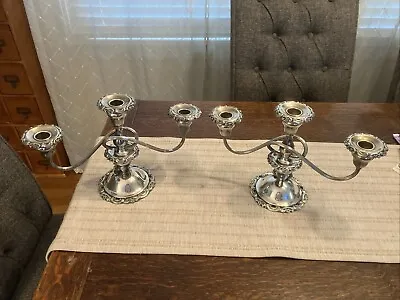 Pair Of Vintage Baroque By Wallace Silver Plated Candelabras • $149.99