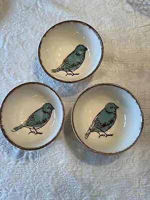 3- Made In Portugal Blue Bird Bowls V. Ceramica • $42.99