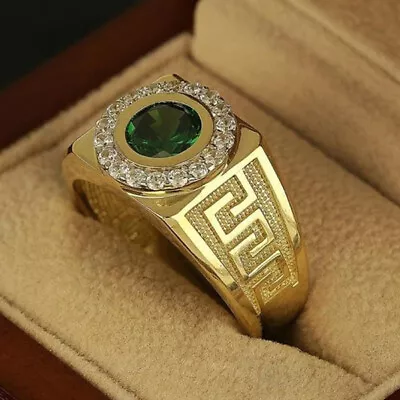 $2.27 • Buy Men 18K Gold Ring Fashion Cubic Zirconia Jewelry Gift Ring Size 6-12