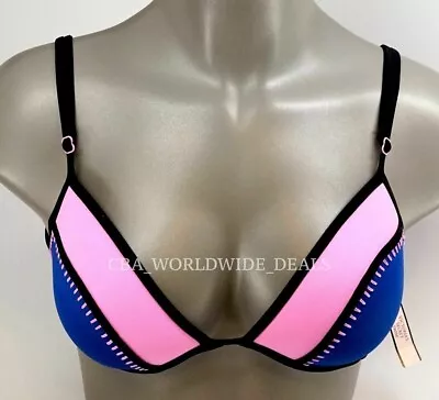 Victoria's Secret SWIM Purple Blue Stitched Fabulous Swim Top 34C • $9.32