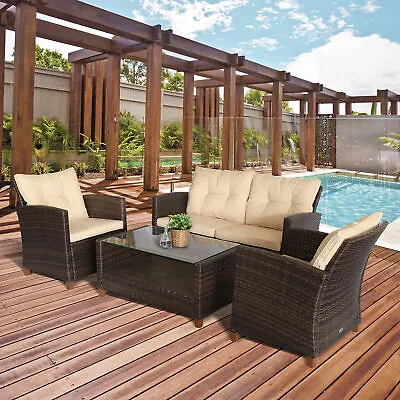 4-pc Outside Deck & Balcony Wicker Furniture Set W/ Seating & Coffee Table • $349.99